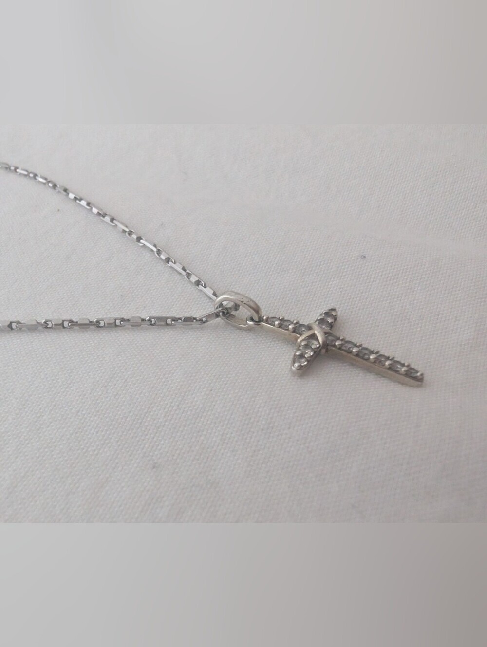 Vintage Real Silver EMC S925 Made In Italy Cross Pendant Necklace Diamonds - Picture 6 of 7